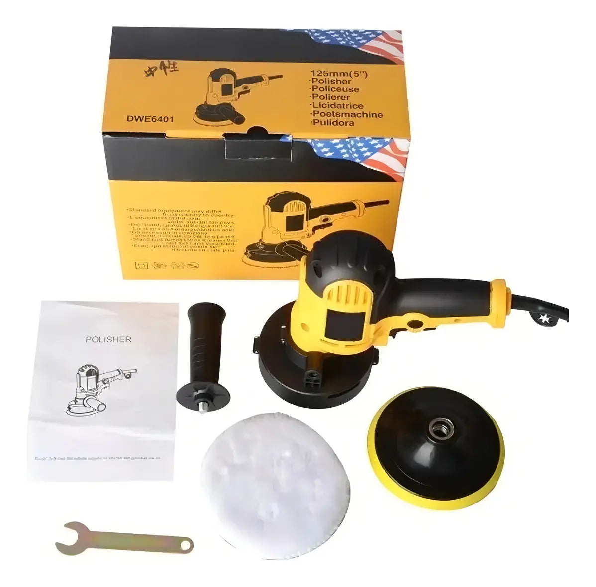 Kit Polichadora Eléctrica Multifuncional con 6 Velocidades y Mango Auxiliar