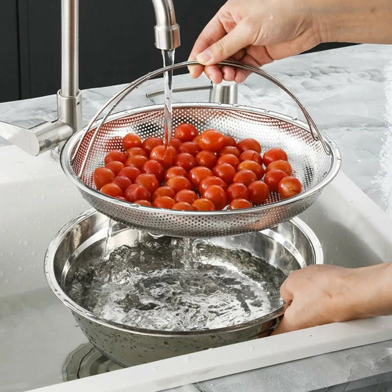 Pack x3 Cestas Acero Inoxidable Para Cocina Al Vapor Con Soporte
