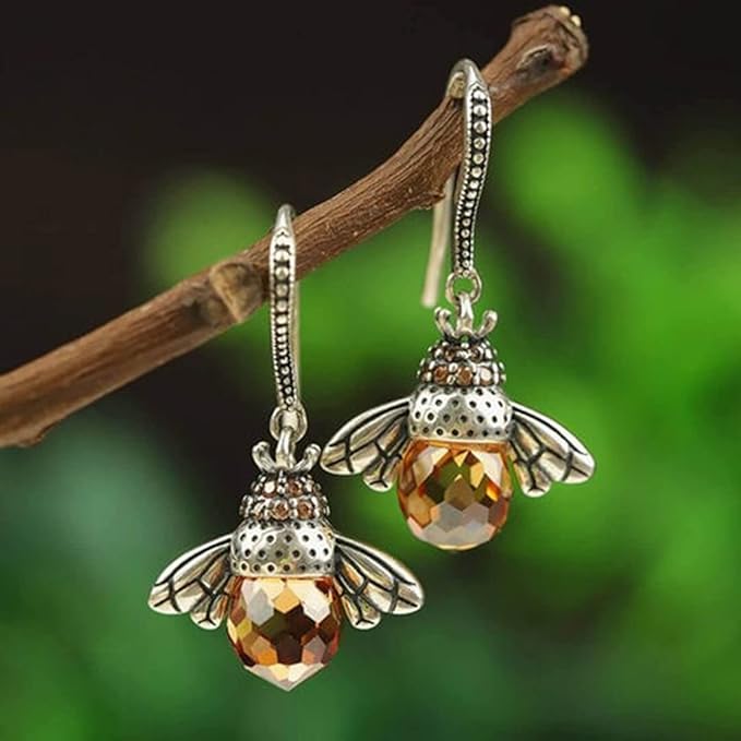 Aretes Colgantes Honey Bee Plata 925