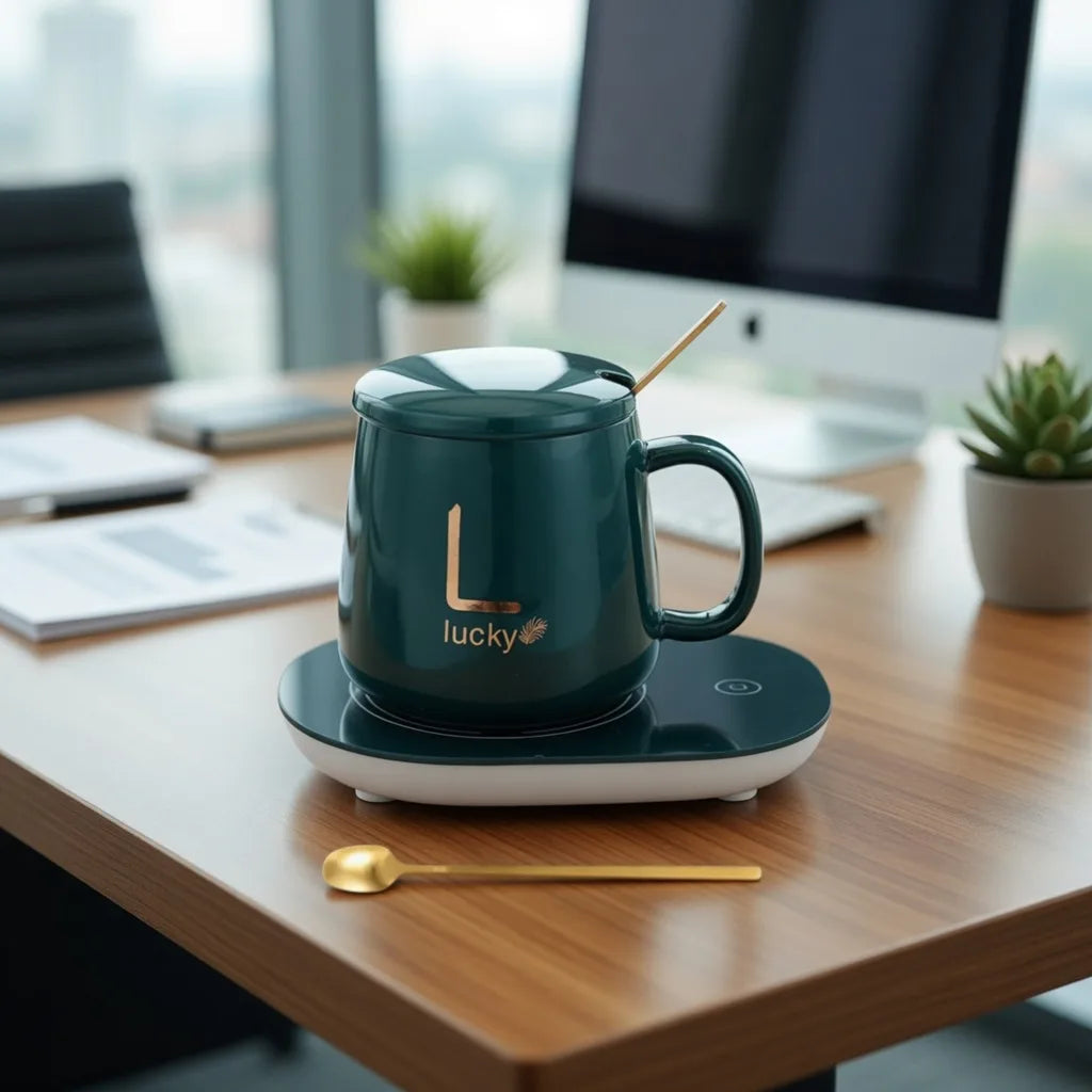 Set x2 Taza De Café Inteligente Con Base Calentadora Eléctrica