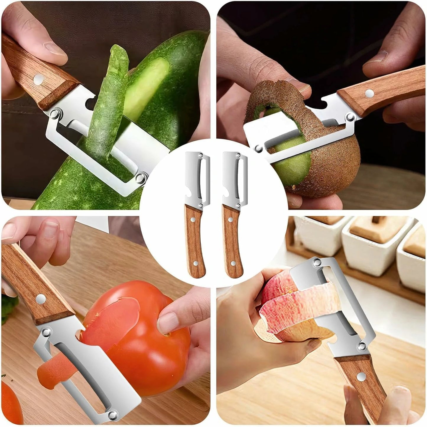 Kit x5 Pelador Multi Funcional De Frutas Y Verduras Acero Inoxidable