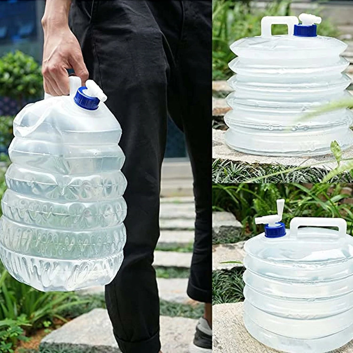 Pack X5 Botellón De Agua Plegable 3L Con Válvula Dispensadora