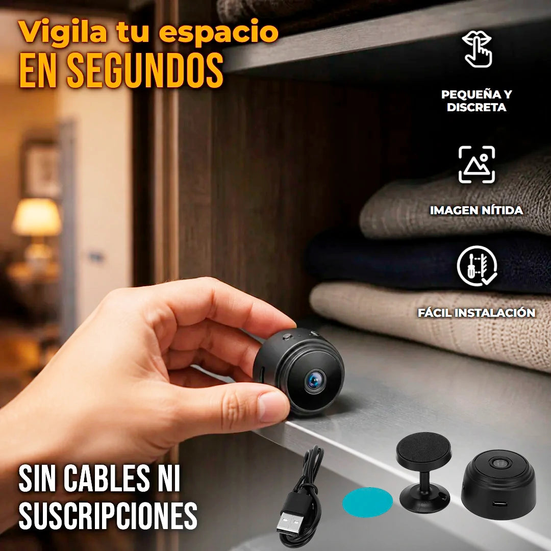 Pack x3 Mini Cámara Espía De Seguridad Wi-Fi 1080p Sujeción Magnética