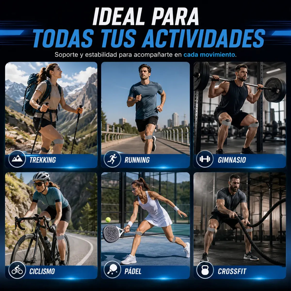 Pack x2 Bandas de Soporte Para Tendón Rotuliano Estabilización de Rótula