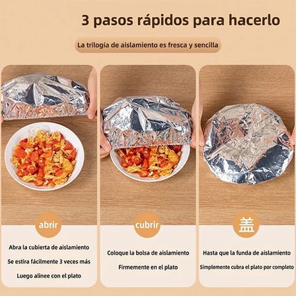 Pack x100 Fundas Aislantes Reutilizables De Alumino Para Contenedor Comida