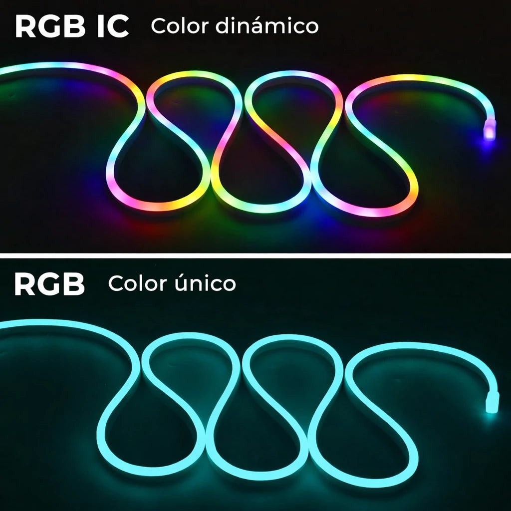 Cinta Neón Flex RGB Audio Rítmica Control Bluetooth 5 Mts