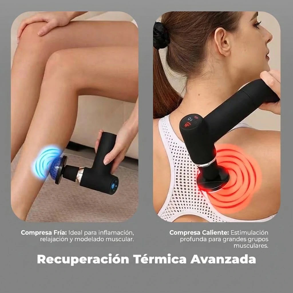 Pistola Masajedora De Impacto Frío Y Calor Mango Extensible