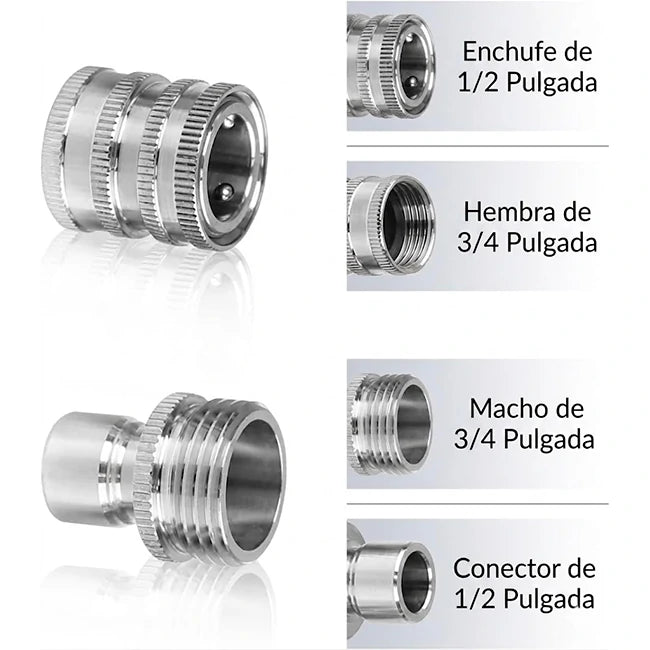 Set x8 piezas Adaptador Conector Para Hidro Lavadora A Presión Acero Inoxidable