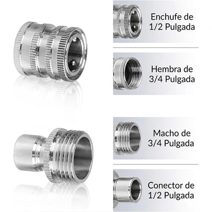 Set x8 piezas Adaptador Conector Para Hidro Lavadora A Presión Acero Inoxidable