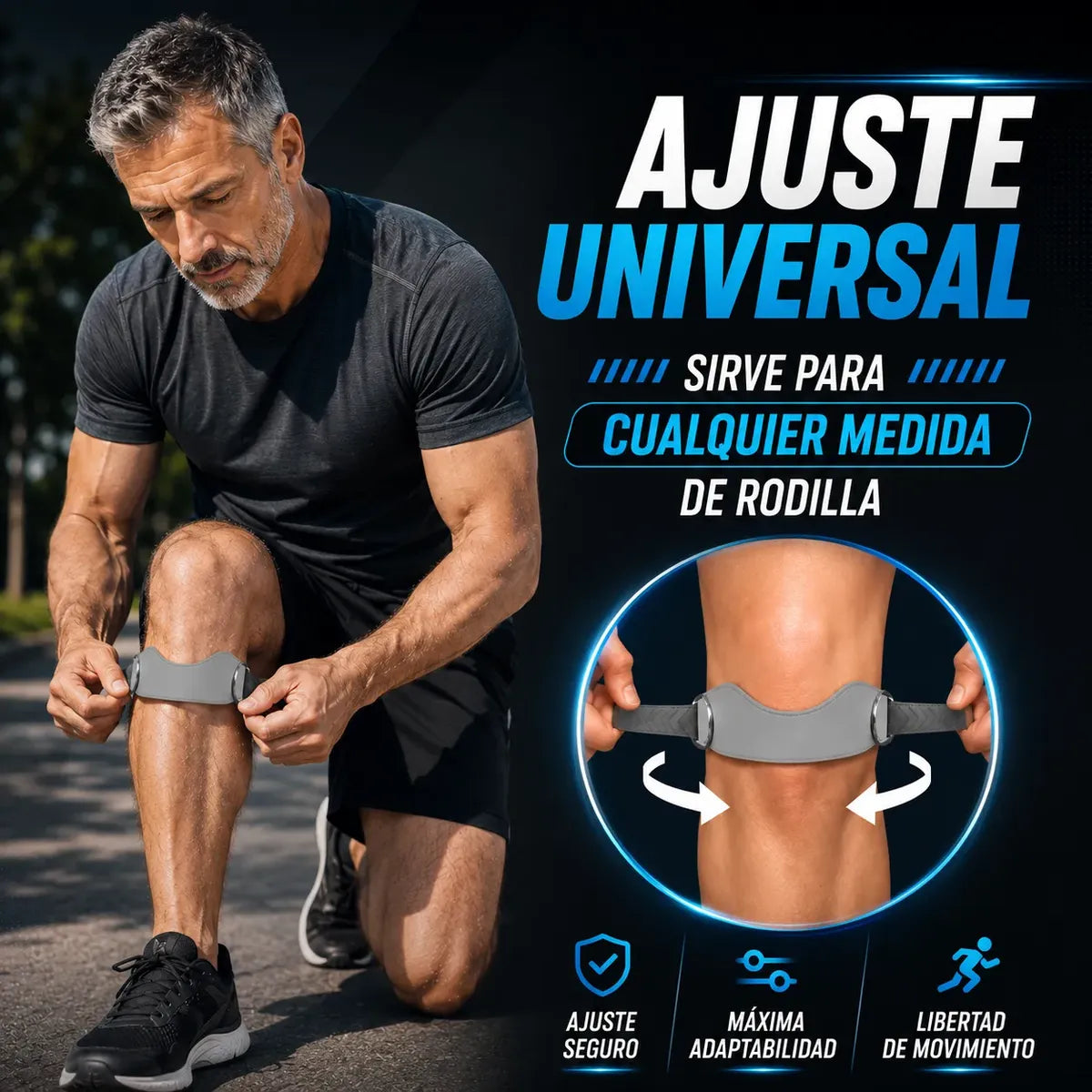 Pack x2 Bandas de Soporte Para Tendón Rotuliano Estabilización de Rótula
