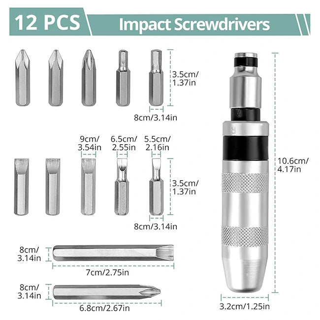 Kit Destornillador Manual De Impacto 13 Piezas