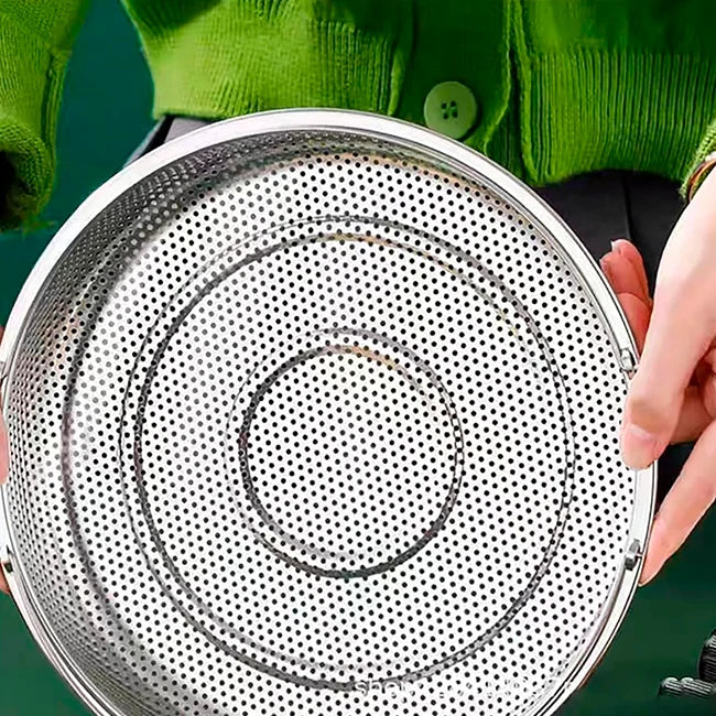Pack x3 Cestas Acero Inoxidable Para Cocina Al Vapor Con Soporte