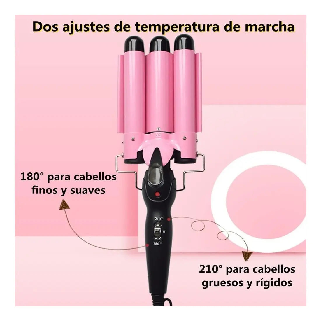 Rizador Ondulador De Cabello Ondas De Sirena 3 Tubos