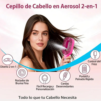 Cepillo Desenredante 2 En 1 Con Spray Integrado