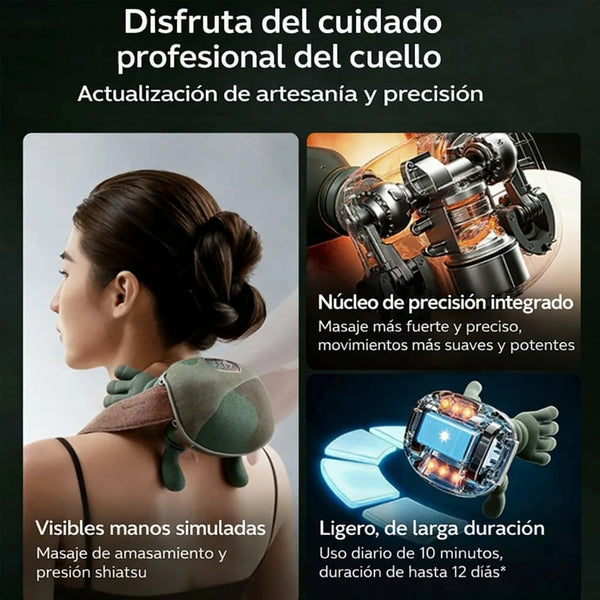 Masajeador Cervical Shiatsu Con Calor y Amasado 4D Para Cuello y Hombros