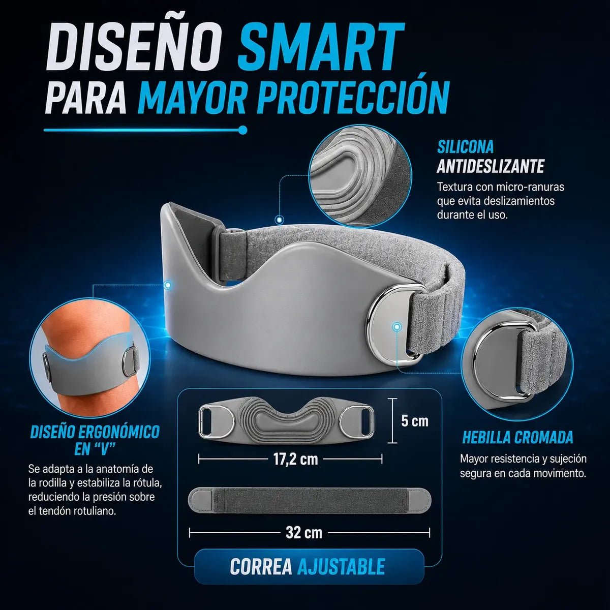 Pack x2 Bandas de Soporte Para Tendón Rotuliano Estabilización de Rótula