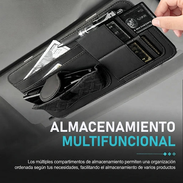 Organizador de Visera Con Clip de Lentes y Bolsillos Para Documentos / Tarjetas