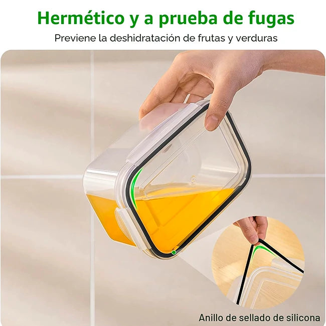Set 4 Contenedores Con Colador Interior Removible Para Refrigerador