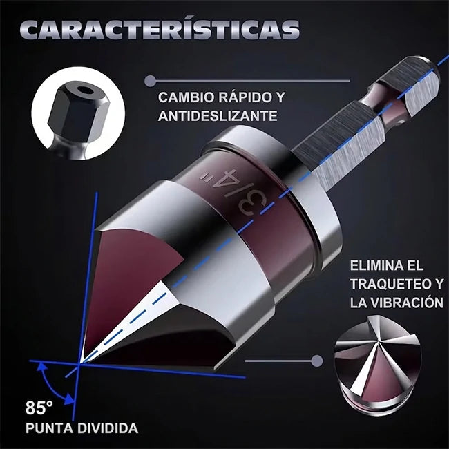 2 Sets x5 Brocas Avellanadoras Madera Plástico Metal Vástago Hexagonal