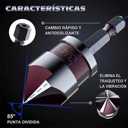 2 Sets x5 Brocas Avellanadoras Madera Plástico Metal Vástago Hexagonal