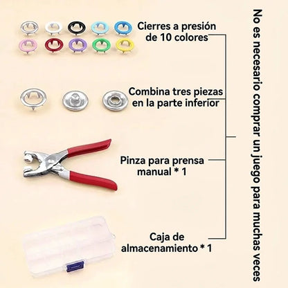 Kit Broches De Cierre A Presión Para Confección En Colores