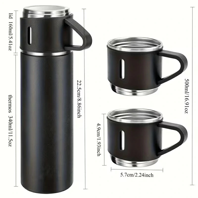 2 Kits Termo Bebida Caliente Y Fría Acero Inoxidable Con Taza + 2 Tazas Adicionales