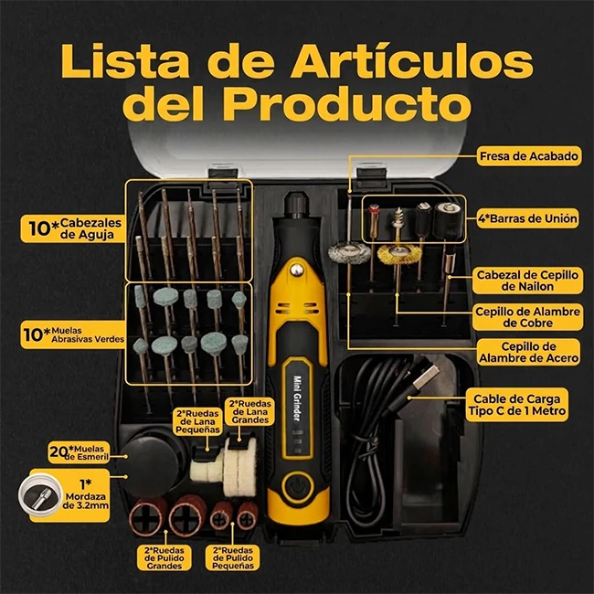 Kit 57 Piezas Herramienta Moto Tool 3.6v Inalámbrica