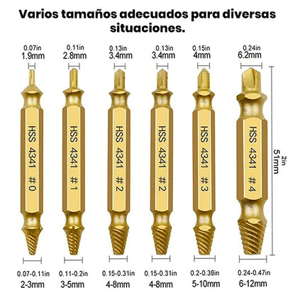 2 Sets x6 Brocas Extractoras Tornillos Dañados