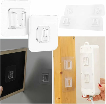 Pack x100 Ganchos Adhesivos Transparentes De Pared Doble Cara
