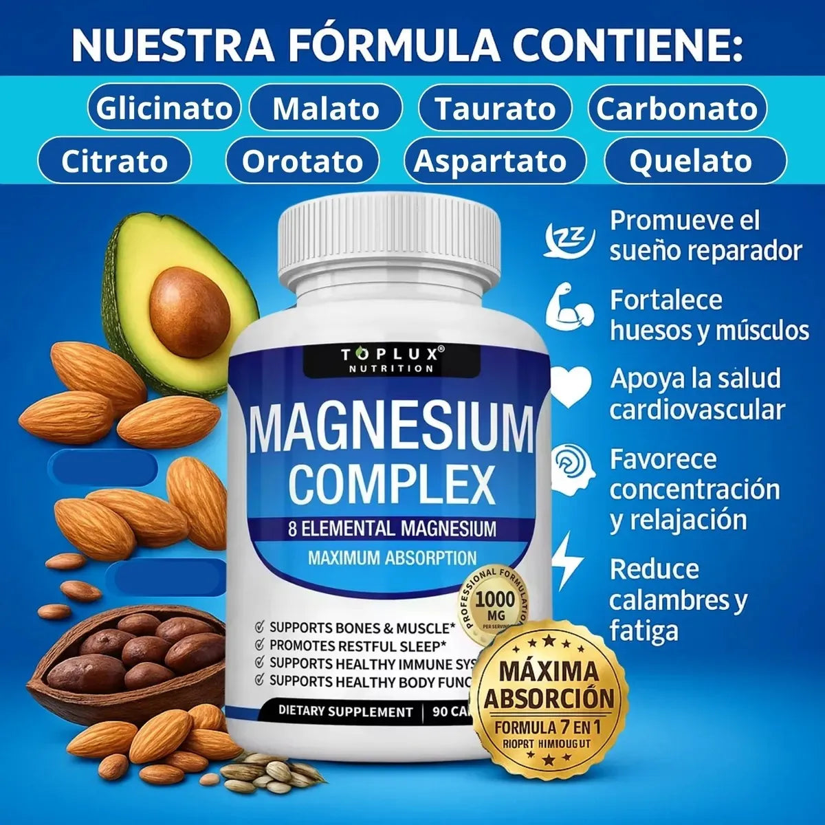 Suplemento Elemental Complejo Magnesio 8 En 1