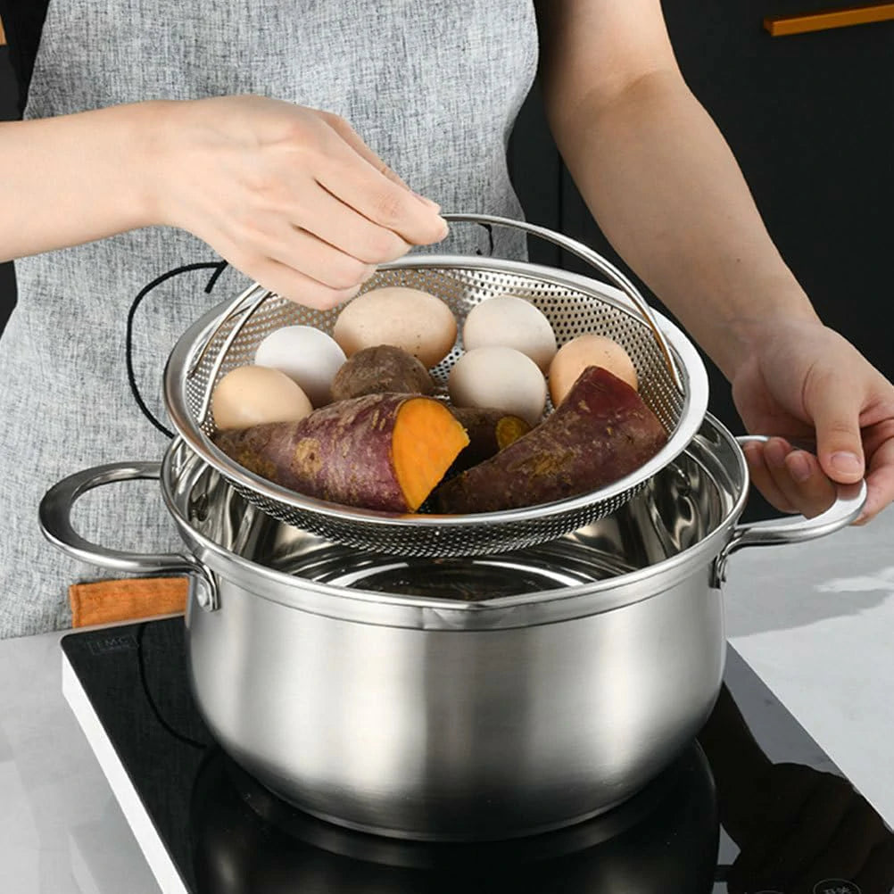 Pack x3 Cestas Acero Inoxidable Para Cocina Al Vapor Con Soporte