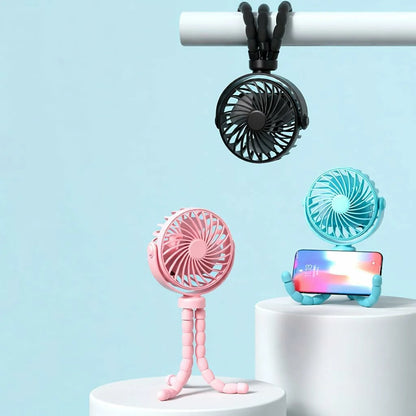 Pack X2 Mini Ventilador Portátil Con Trípode Flexible 360° Para Cunas Y Coches De Bebé