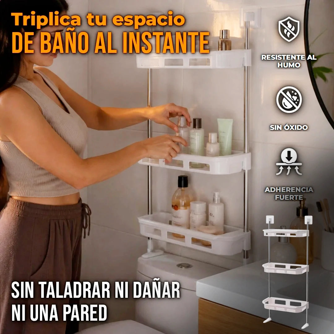 Estante Organizador Para Baño 3 Niveles Sobre Inodoro Sin Taladrar