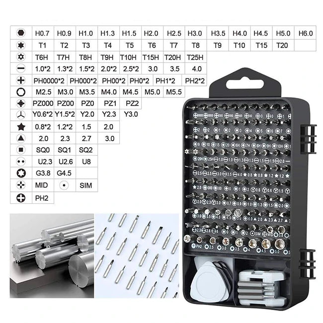 Kit 115 En 1 Destornilladores de Precisión Electrónica Con Estuche