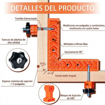 Kit Abrazaderas Ángulo Recto Para Esquina 15 Cm Carpintería