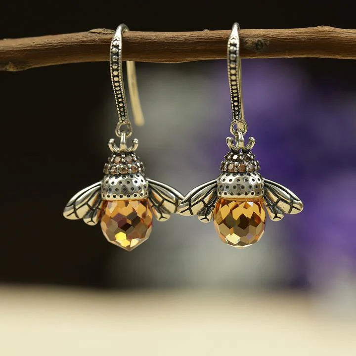 Aretes Colgantes Honey Bee Plata 925