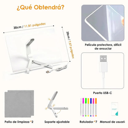 Tablero Mágico LED Acrílico Borrable 🎁Pague 1, Lleve 2 🎁