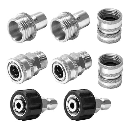 Set x8 piezas Adaptador Conector Para Hidro Lavadora A Presión Acero Inoxidable