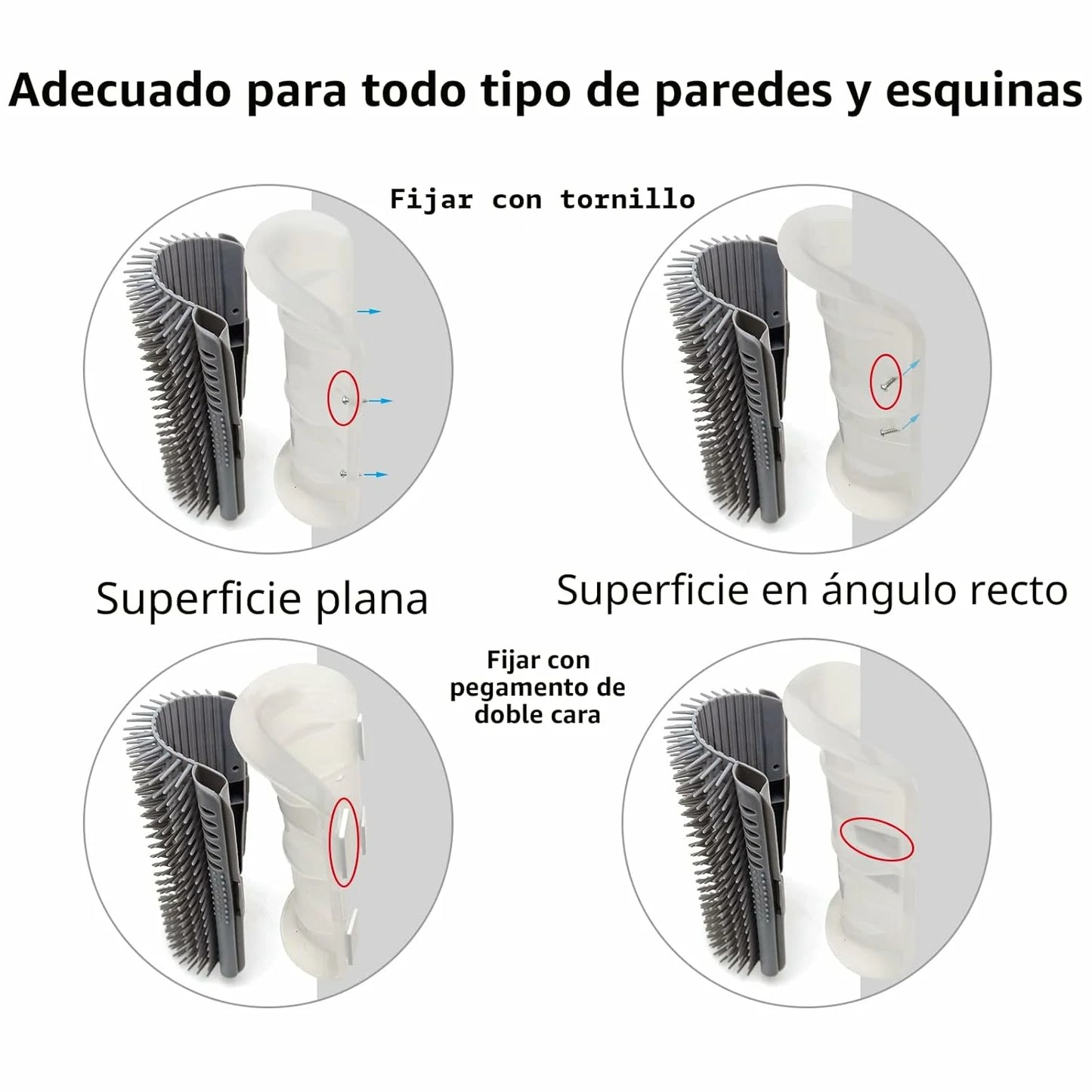 Pack 4 Cepillos Rascadores Esquineros de Automasaje Y Limpieza Para Gatos