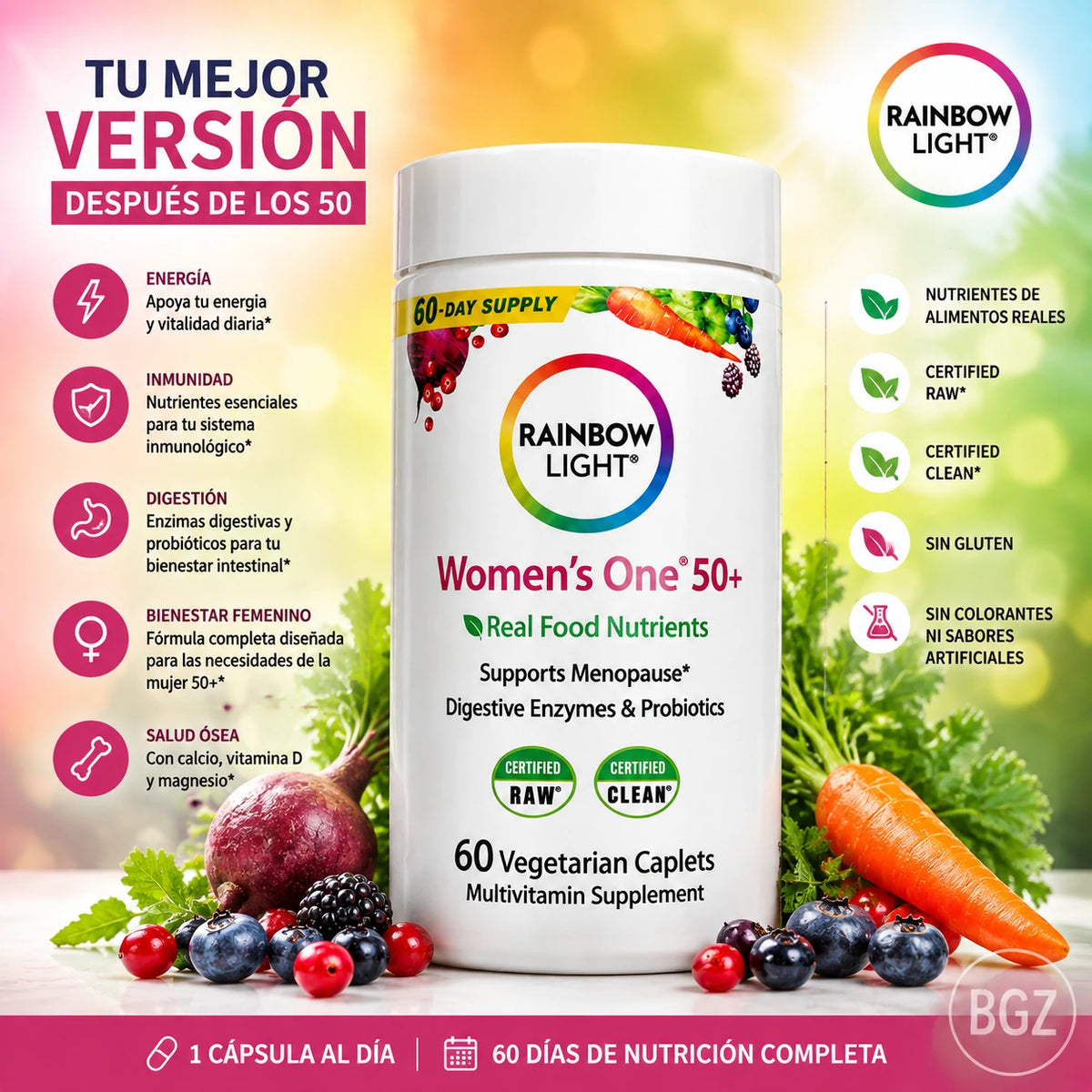 Suplemento Multivitamínico Rainbow Light Para Mujeres 60 Cápsulas