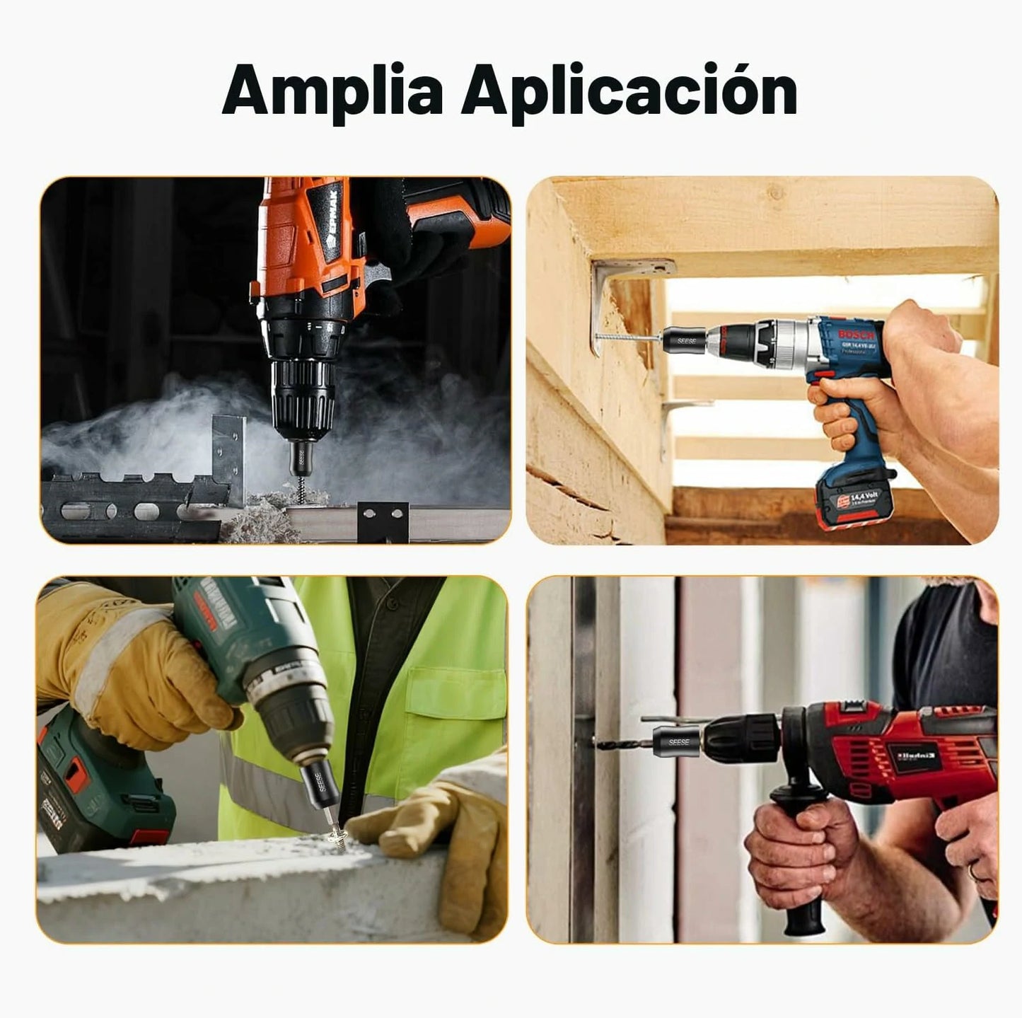Pack x4 Anillo Magnético Extra Fuerte Desmontable Para Destornillador Hexagonal