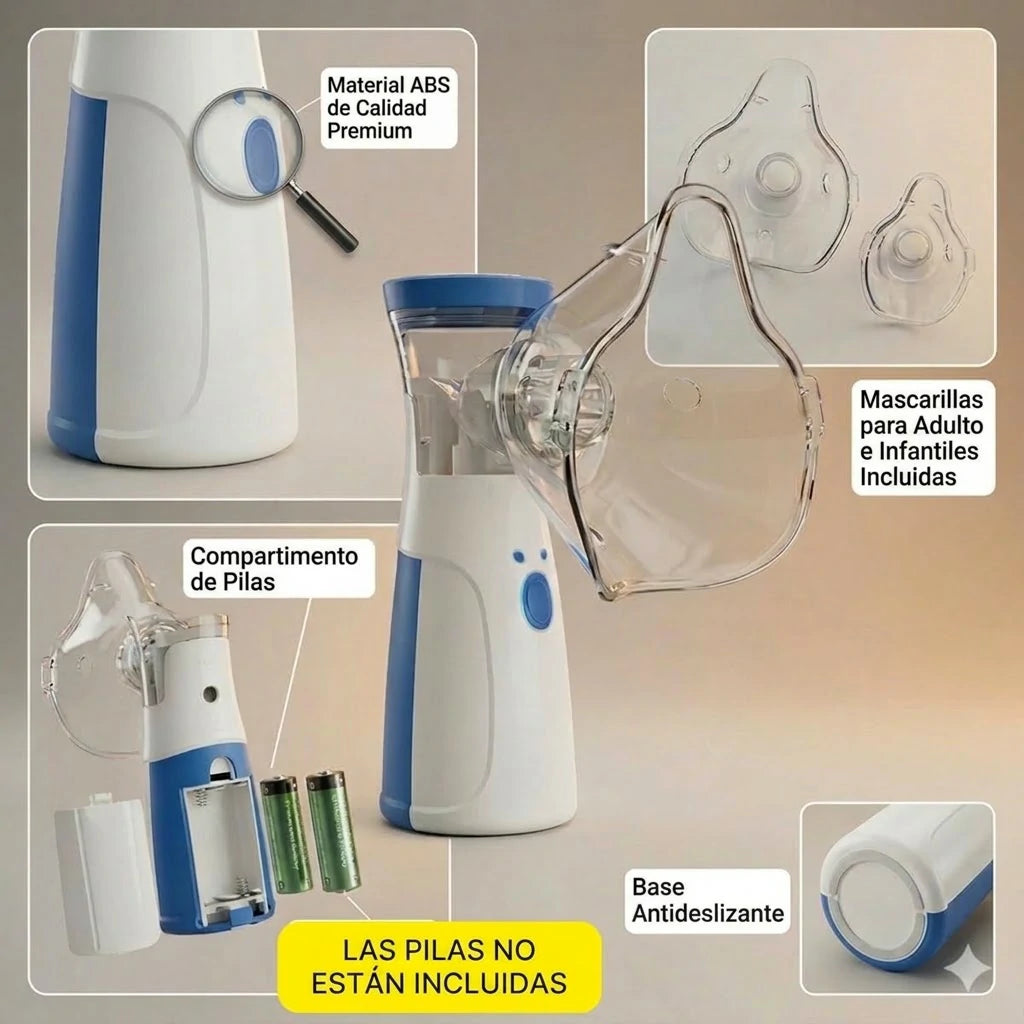 Inhalador de Vapor Ultrasónico Portátil Inalámbrico Niños y Adultos