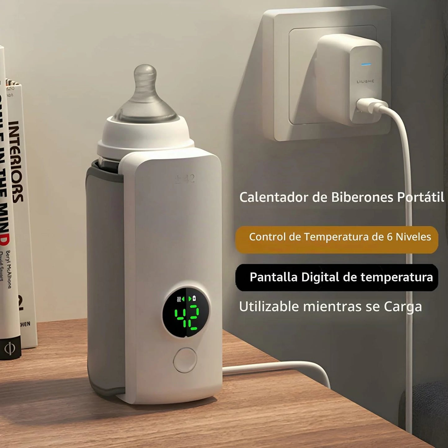 Calentador De Teteros Portátil Con Funda Térmica 6 Niveles