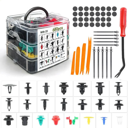 Kit Automotriz 680 Piezas De Retención Clips + Extractores