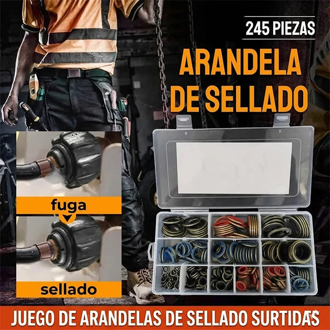 Kit 245 Piezas Arandelas Selladoras Surtidas 12 Tamaños