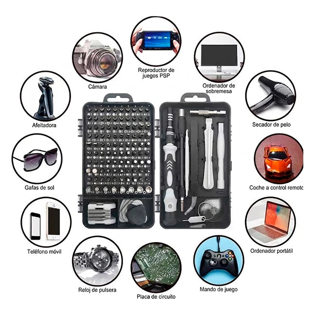 Kit 115 En 1 Destornilladores de Precisión Electrónica Con Estuche
