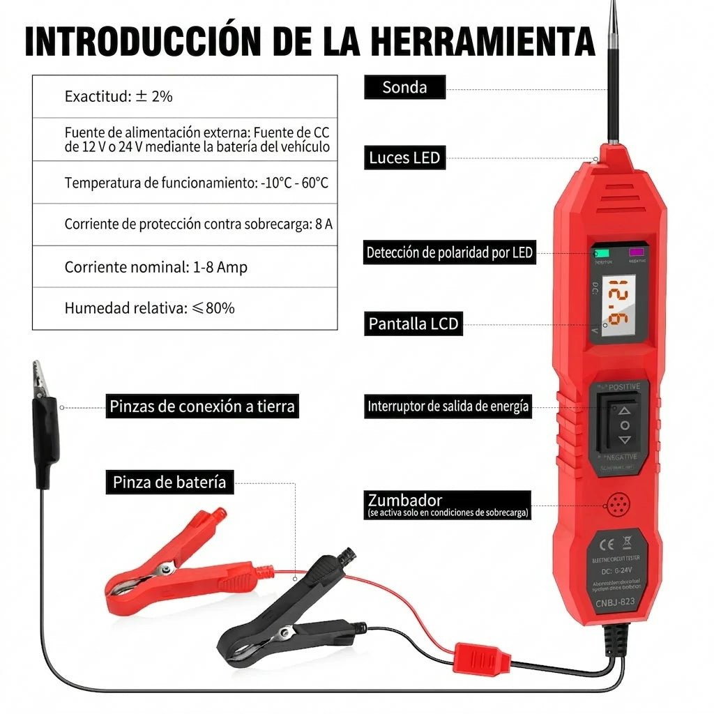Probador Universal De Circuitos Automotriz Multifuncional