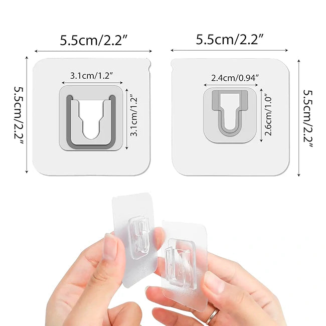 Pack x100 Ganchos Adhesivos Transparentes De Pared Doble Cara