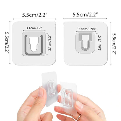 Pack x100 Ganchos Adhesivos Transparentes De Pared Doble Cara