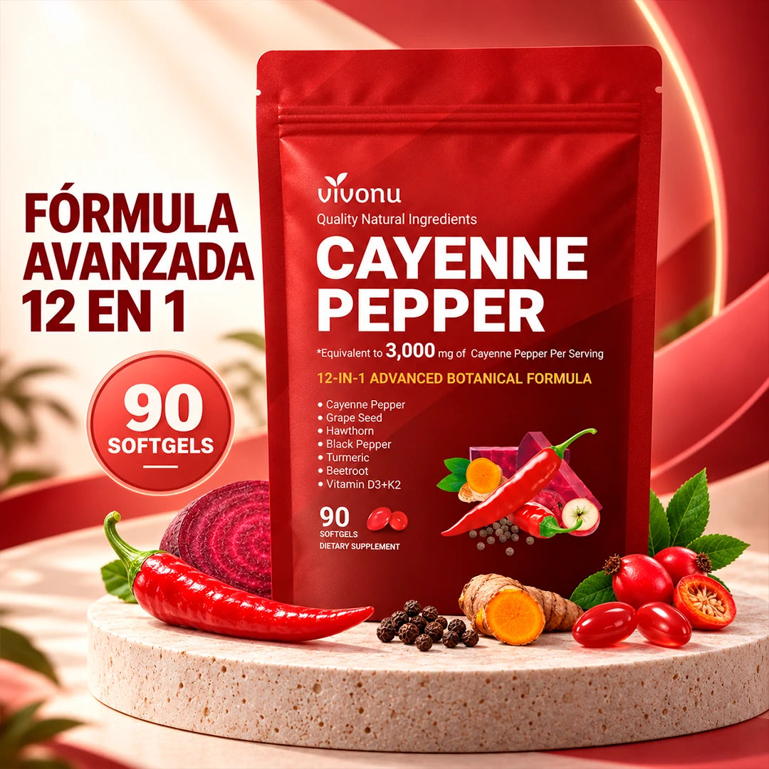 Suplemento Pimienta De Cayena 12 En 1 Cápsulas Blandas